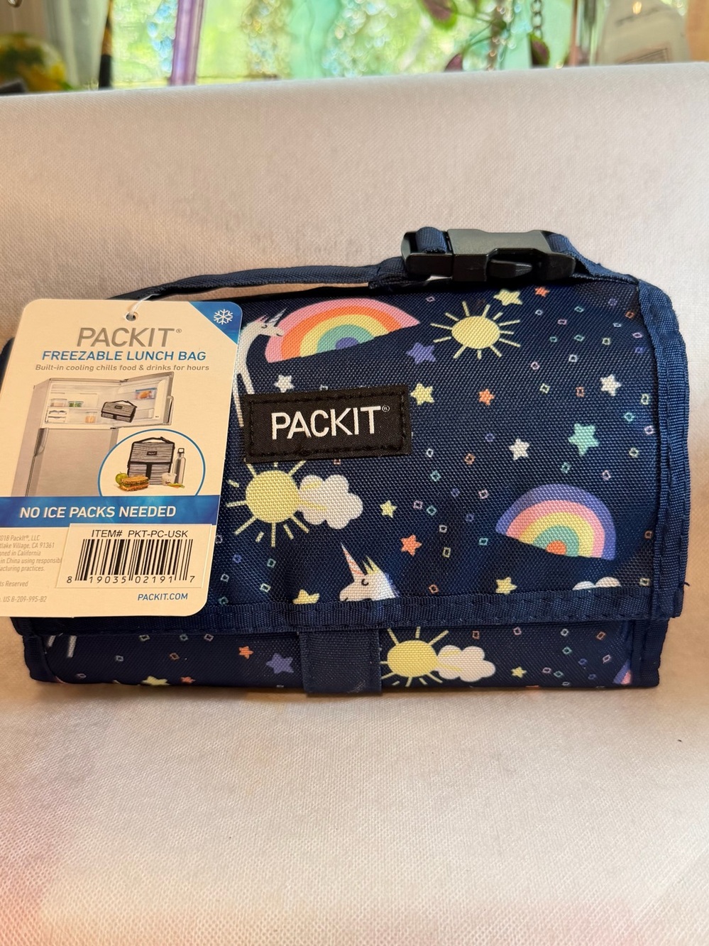 PackIt Freezable Lunch Bag - Navy with Unicorn & Rainbow Print